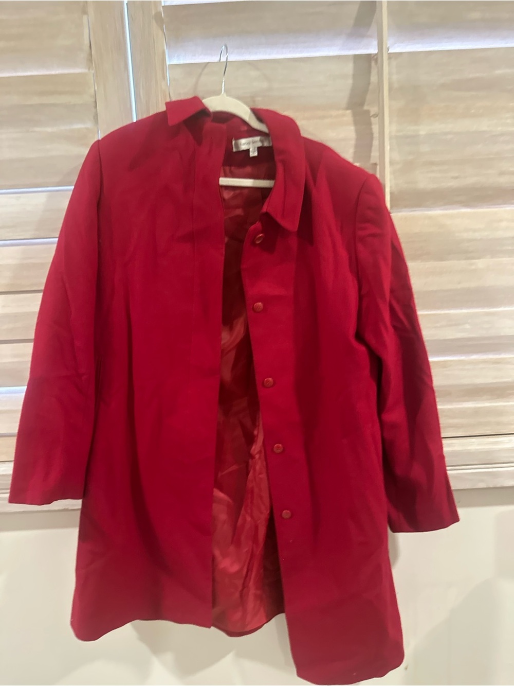 Red Women's Classic Button-Front Coat